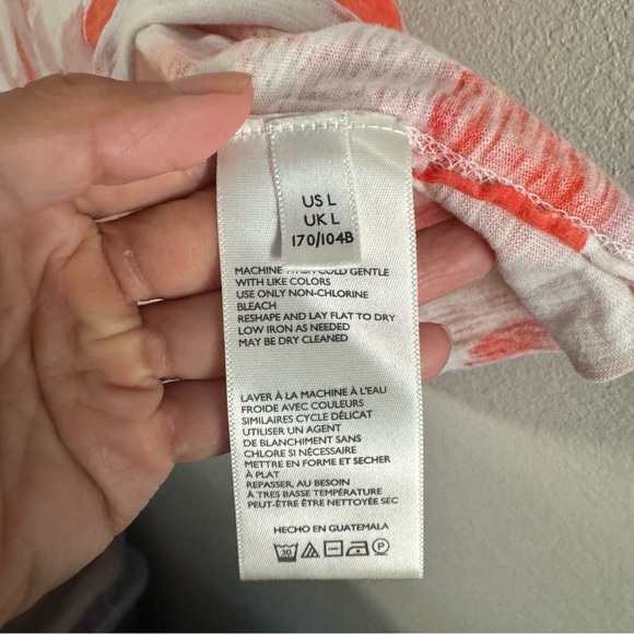 Anthropologie Maeve Picnic Graphic T Shirt Pink Combo Large Gingham size large - Picture 9 of 9